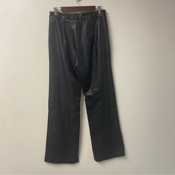 BOA Because of Alice Faux Leather Wide Leg Black Trousers Size Large - Picture 6 of 7